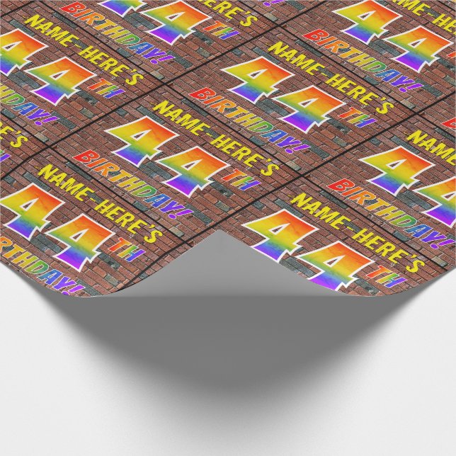 Graffiti Rainbow Look 44TH BIRTHDAY! & Custom Name Wrapping Paper (Corner)