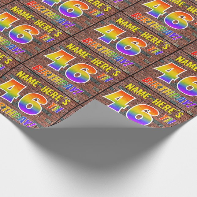 Graffiti Rainbow Look 46TH BIRTHDAY! & Custom Name Wrapping Paper (Corner)