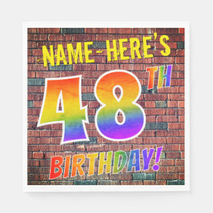Graffiti Rainbow Look 48TH BIRTHDAY! + Custom Name Napkin