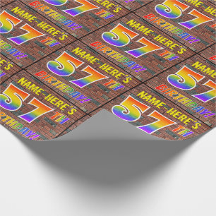 Graffiti Rainbow Look 57TH BIRTHDAY! & Custom Name Wrapping Paper