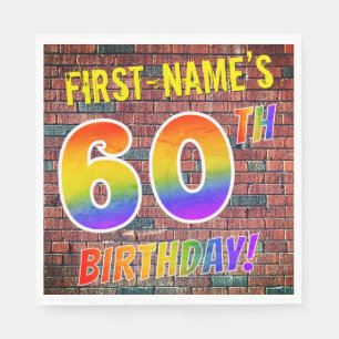 Graffiti Rainbow Look 60TH BIRTHDAY! + Custom Name Napkin