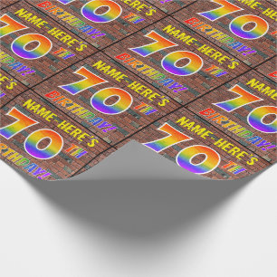 Graffiti Rainbow Look 70TH BIRTHDAY! & Custom Name Wrapping Paper