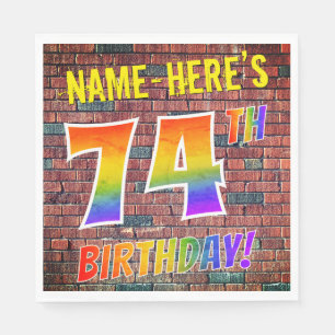 Graffiti Rainbow Look 74TH BIRTHDAY! + Custom Name Napkin