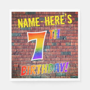 Graffiti Rainbow Look 7TH BIRTHDAY! + Custom Name Napkin