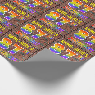 Graffiti Rainbow Look 87TH BIRTHDAY! & Custom Name Wrapping Paper