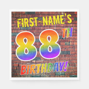 Graffiti Rainbow Look 88TH BIRTHDAY! + Custom Name Napkin