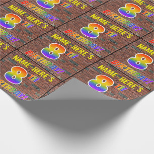 Graffiti Rainbow Look 8TH BIRTHDAY! & Custom Name Wrapping Paper
