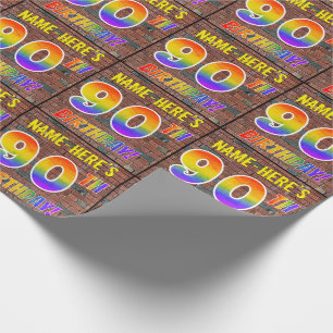 Graffiti Rainbow Look 90TH BIRTHDAY! & Custom Name Wrapping Paper