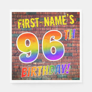 Graffiti Rainbow Look 96TH BIRTHDAY! + Custom Name Napkin