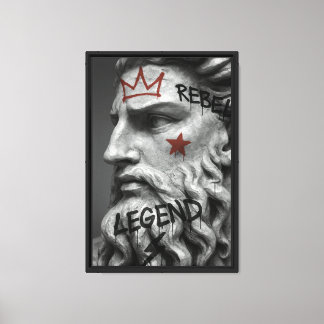 Graffiti Rebel King Bust with Crown Canvas Print
