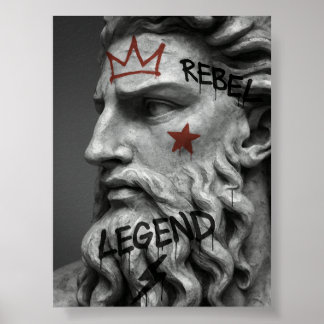 Graffiti Rebel King Bust with Crown Poster