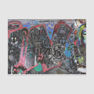 Graffiti Red Black Letters Urban Street Wall Art Tissue Paper