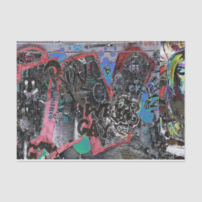 Graffiti Red Black Letters Urban Street Wall Art Tissue Paper (Front)