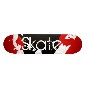 Graffiti Red, Black & White Monogram Skateboard
