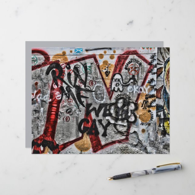 Graffiti Red Grey Letters Urban Street Wall Art (Front/Back In Situ)