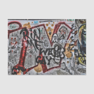 Graffiti Red Grey Letters Urban Street Wall Art Tissue Paper