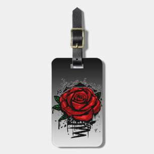 Graffiti Red Rose Black White Gradient Urban Art Luggage Tag