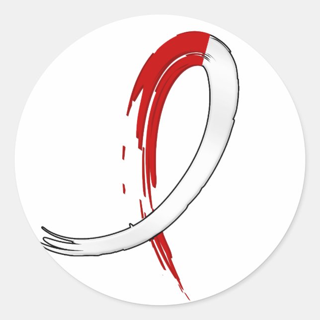 Graffiti Red White Ribbon Aplastic Anaemia Classic Round Sticker (Front)