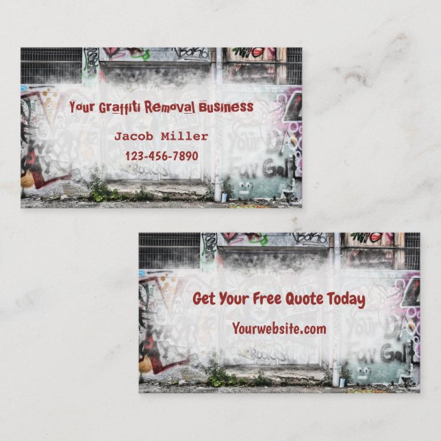 Graffiti Removal Services Creative Cool Unique Business Card (Front/Back)