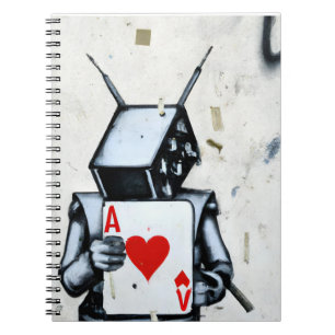 Graffiti Robot Holding Ace of Hearts Art Notebook