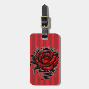 Graffiti Rose Red Stripe Urban Street Art Drip Luggage Tag