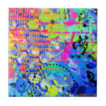 Graffiti Sea 2 Tile<br><div class="desc">This is a section of a digital graffiti that has all the vivid colours of salt water fish. Multiple shades of blue are mixed with yellow, orange, lime green, pink, aqua, black. The various textures and opacities give the design depth. Part of a three part series. See my store for...</div>