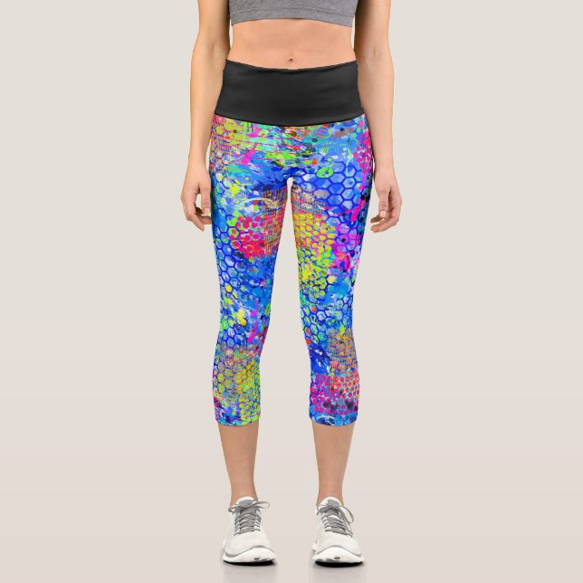 Graffiti Sea Capri Leggings (Front)