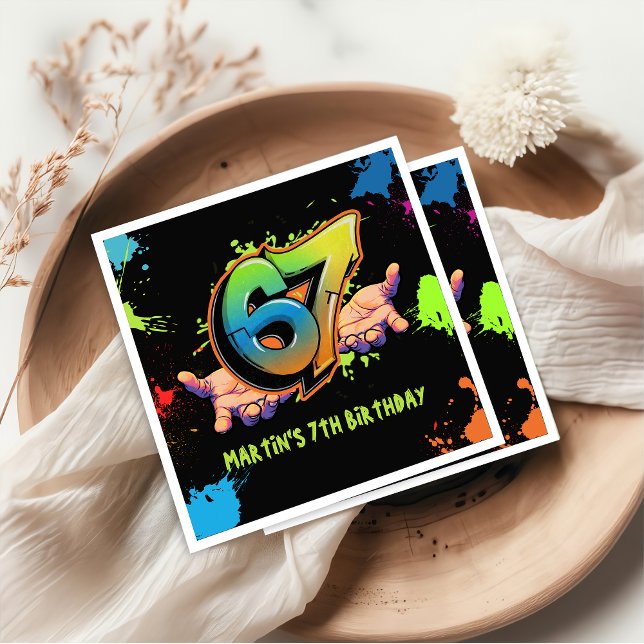 Graffiti Six Seven Kids Birthday Napkins (Creator Uploaded)