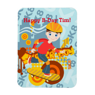 Graffiti skateboard kid birthday party magnet