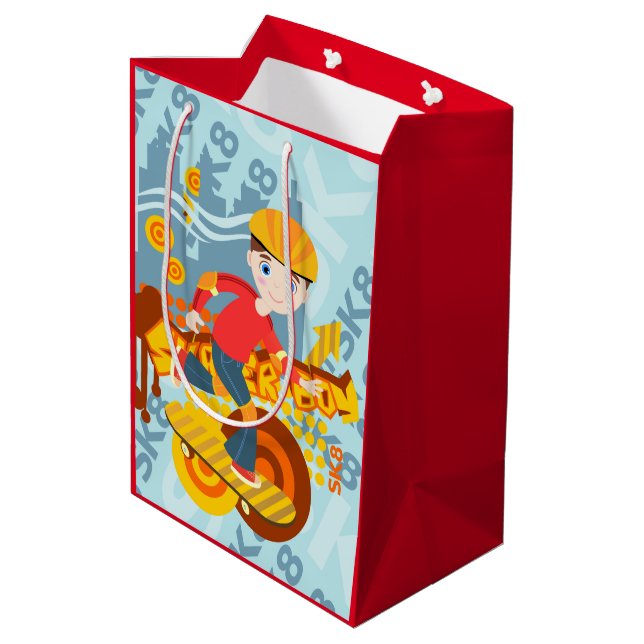 Graffiti skateboard kid birthday party medium gift bag (Back Angled)
