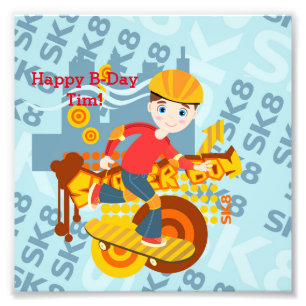 Graffiti skateboard kid birthday party photo print