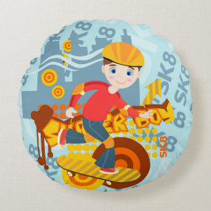 Graffiti skateboard kid birthday party round cushion