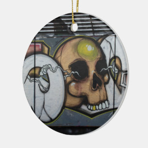 Graffiti Skull Ceramic Tree Decoration