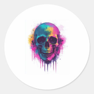 Graffiti Skull Rebel Classic Round Sticker