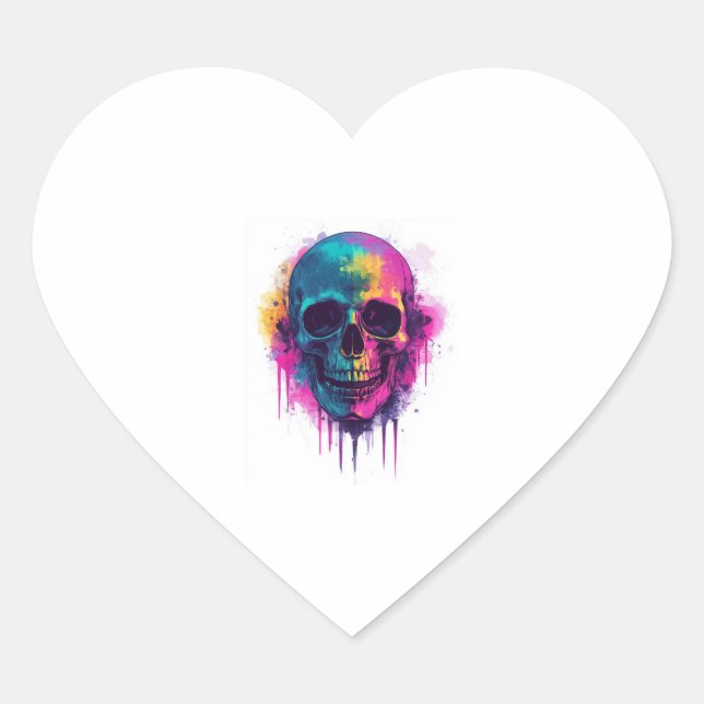Graffiti Skull Rebel Heart Sticker (Front)