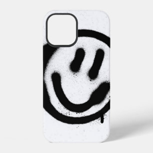 graffiti smiling face emoticon in black on whitesp iPhone 12 case