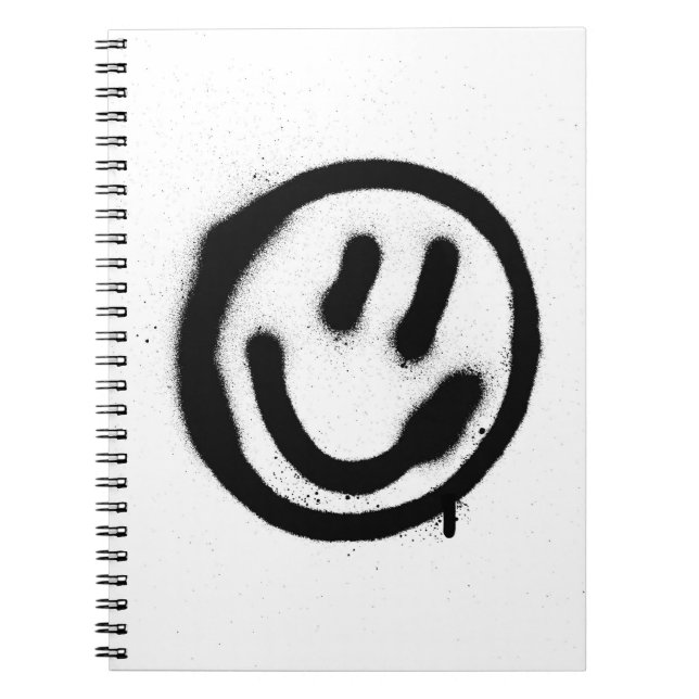 graffiti smiling face emoticon in black on whitesp notebook (Front)
