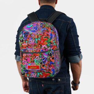 Graffiti spin art printed backpack