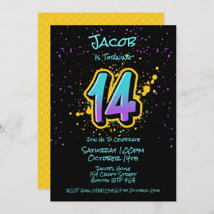 Graffiti Splatter Age Fourteen Invitation