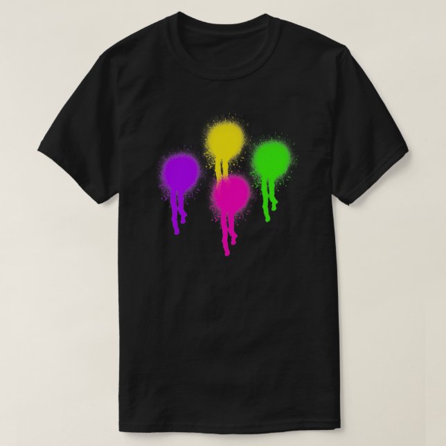 Graffiti Spray Paint Colourful Splatters T-Shirt (Design Front)