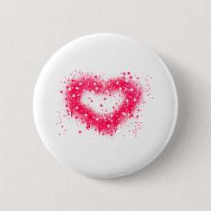 Graffiti spray paint pink sparkling heart design 6 cm round badge