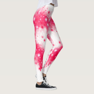 Graffiti spray paint pink sparkling heart design leggings