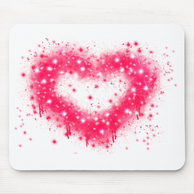 Graffiti spray paint pink sparkling heart design mouse mat (Front)