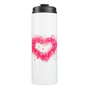 Graffiti spray paint pink sparkling heart design thermal tumbler