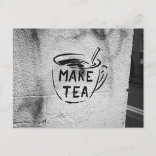 graffiti stencil art "make tea" slogan postcard