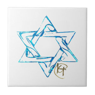 Graffiti Stitched Jewish Star Art Tile