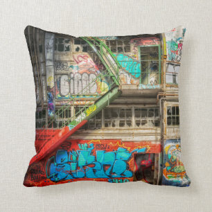 Graffiti Street Art Abandoned Building Pillow