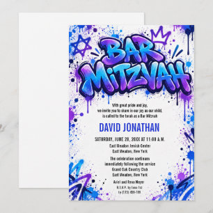 Graffiti Street Art Bar Mitzvah Custom Invitation