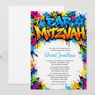Graffiti Street Art Bar Mitzvah Custom Invitation