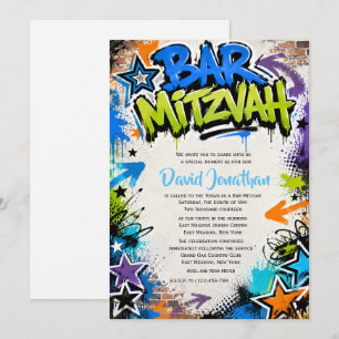 Graffiti Street Art Bar Mitzvah Custom Invitation